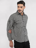 Men Winter Wear Spread Collar Check Shacket | CHKOKKO