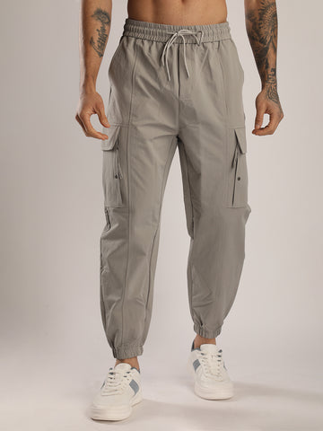 Men’s Light Grey Sports Track Pants with Side Pockets