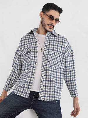 Men Winter Wear Spread Collar Check Shacket | CHKOKKO