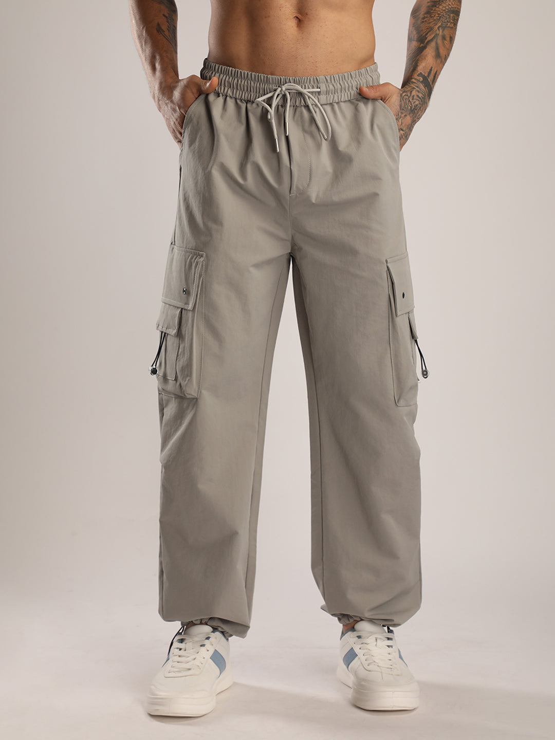Men’s Premium Light Grey Sports Track Pants with Side Pockets