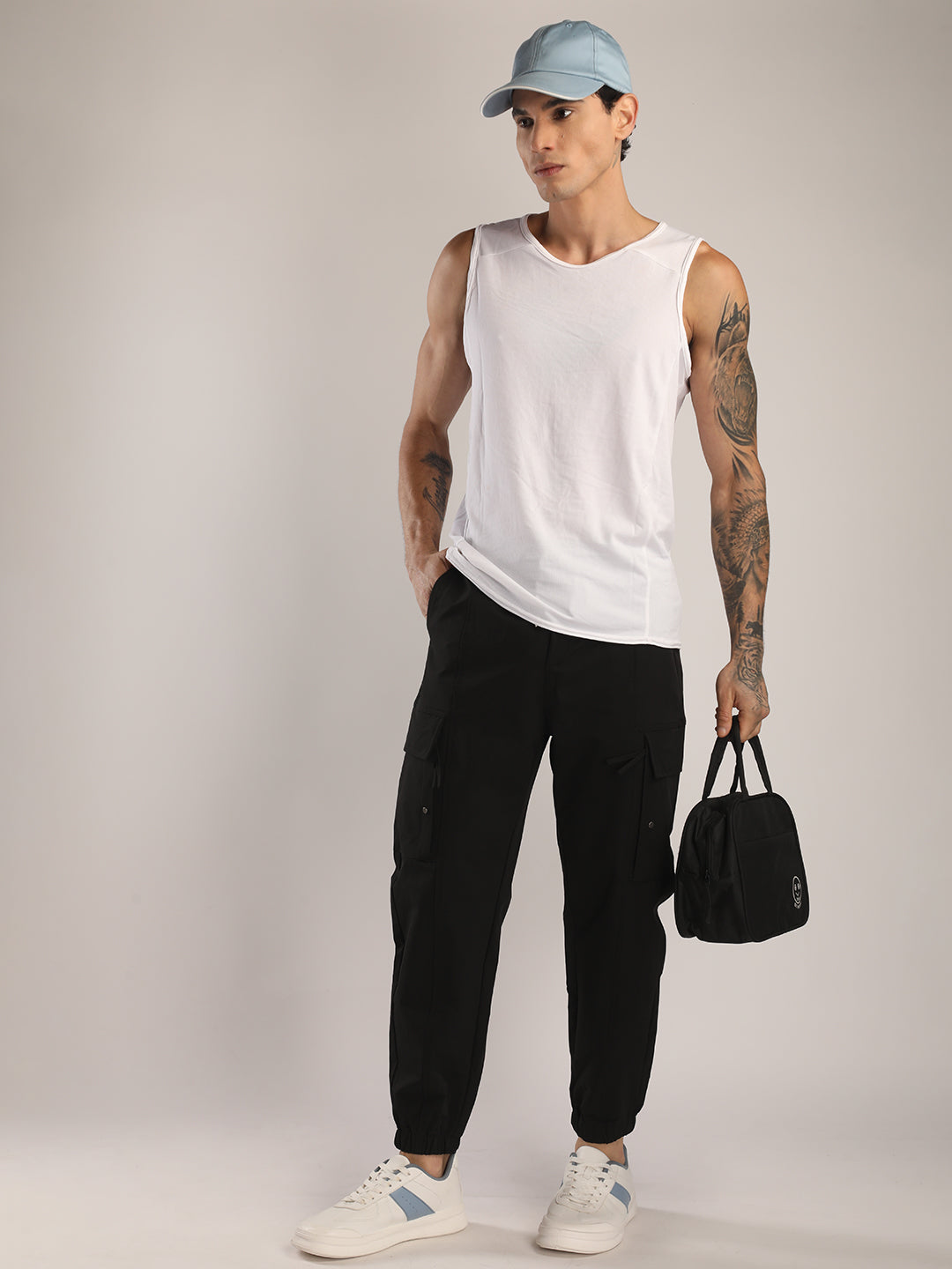 Men’s Black Sports Track Pants with Side Pockets
