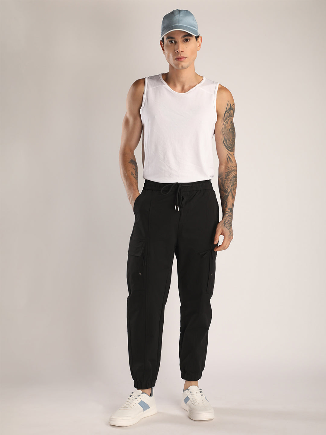 Men’s Black Sports Track Pants with Side Pockets