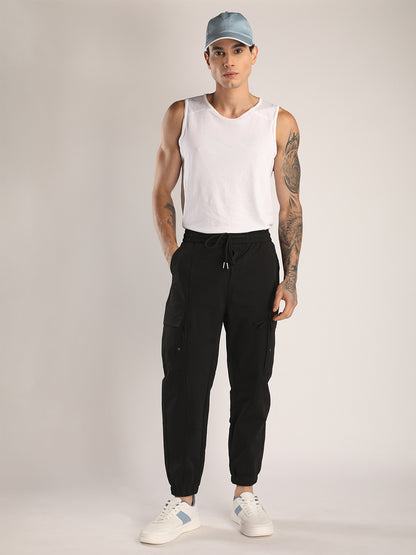 Men’s Black Sports Track Pants with Side Pockets