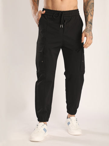 Men’s Black Sports Track Pants with Side Pockets