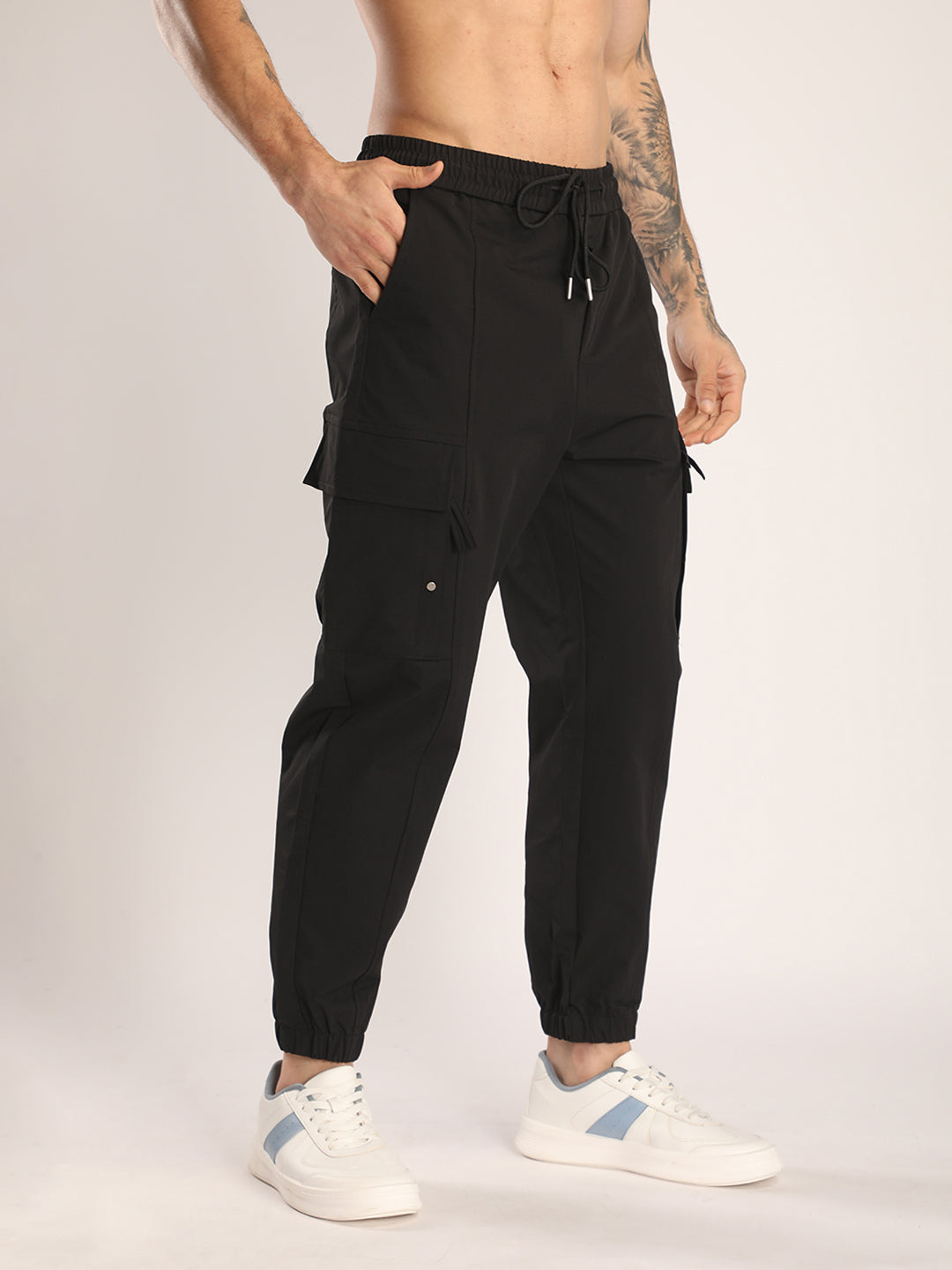 Men’s Black Sports Track Pants with Side Pockets