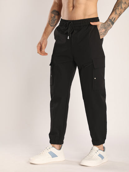 Men’s Black Sports Track Pants with Side Pockets