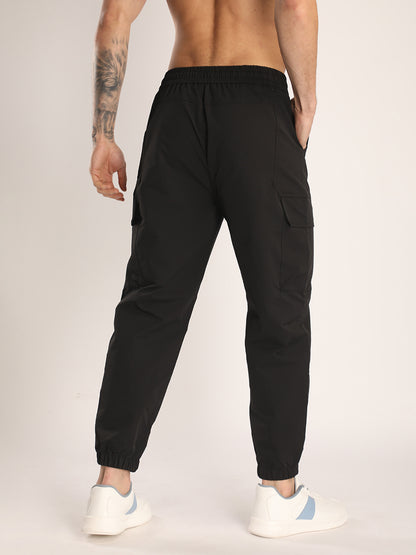 Men’s Black Sports Track Pants with Side Pockets
