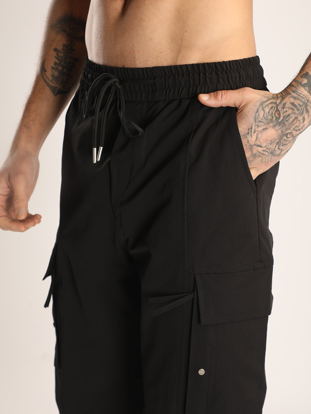 Men’s Black Sports Track Pants with Side Pockets