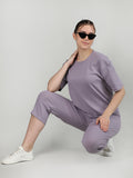 Women's Purple Ribbed Co-Ord Set | CHKOKKO