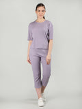 Women's Purple Ribbed Co-Ord Set | CHKOKKO