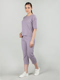 Women's Purple Ribbed Co-Ord Set | CHKOKKO