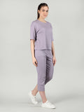 Women's Purple Ribbed Co-Ord Set | CHKOKKO