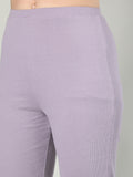 Women's Purple Ribbed Co-Ord Set | CHKOKKO