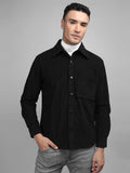 Men Winter Wear Solid Corduroy Casual Shacket