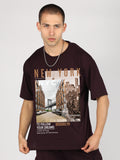 Men Cotton Printed Oversized Fit Half Sleeves T-Shirt