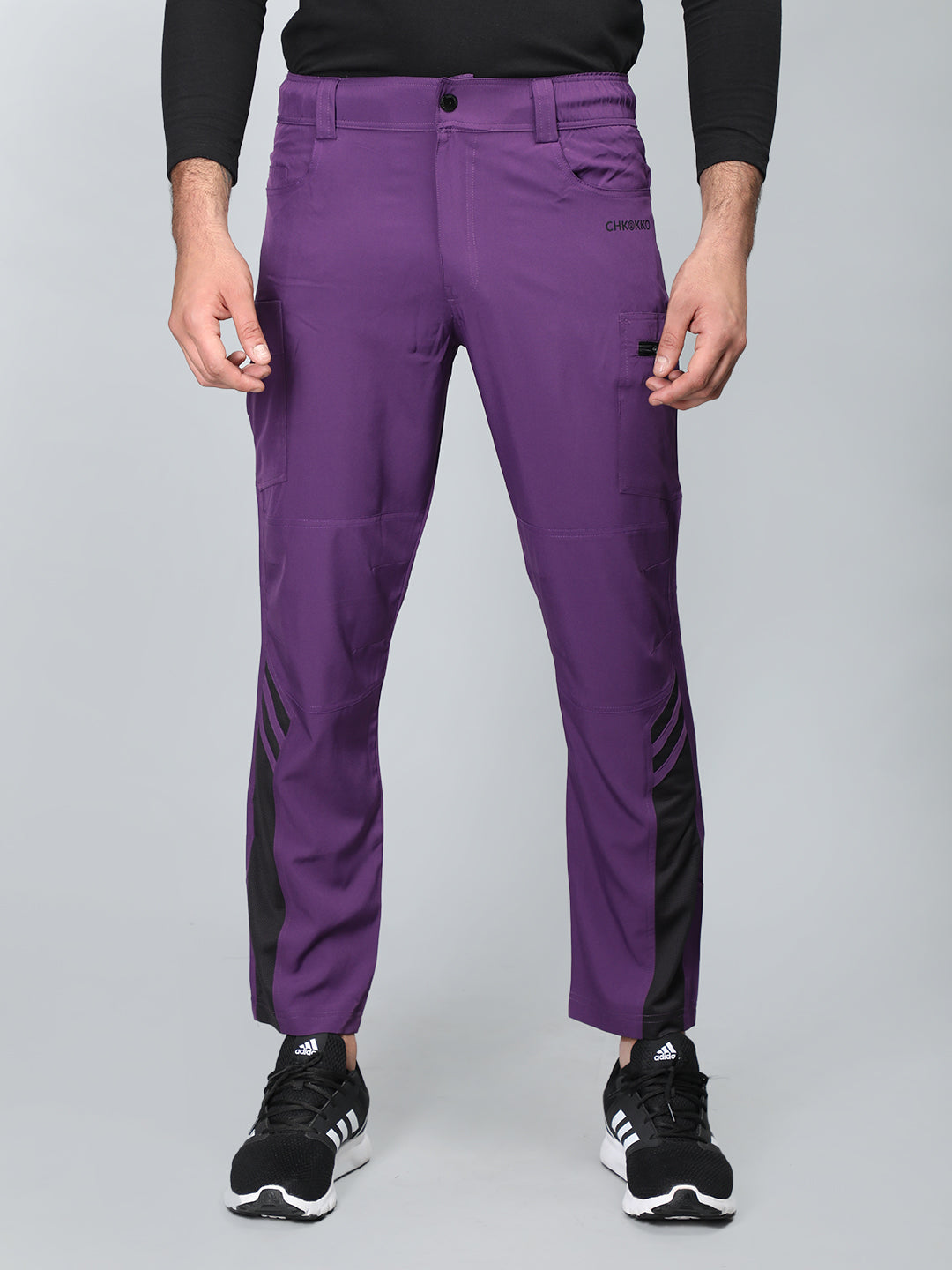 Men's Purple Dark Black Active Trouser