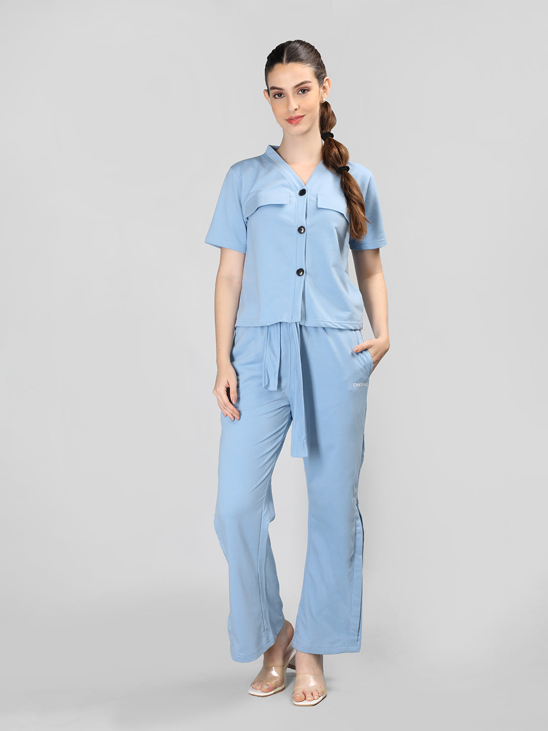 Women's Sky Blue Co-Ord Set | CHKOKKO