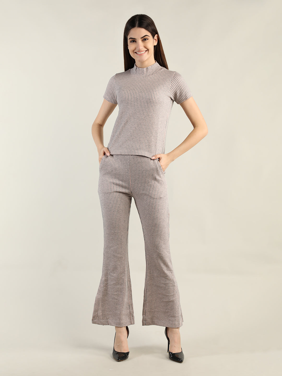 Women's Pink Grey CO-Ord set | CHKOKKO