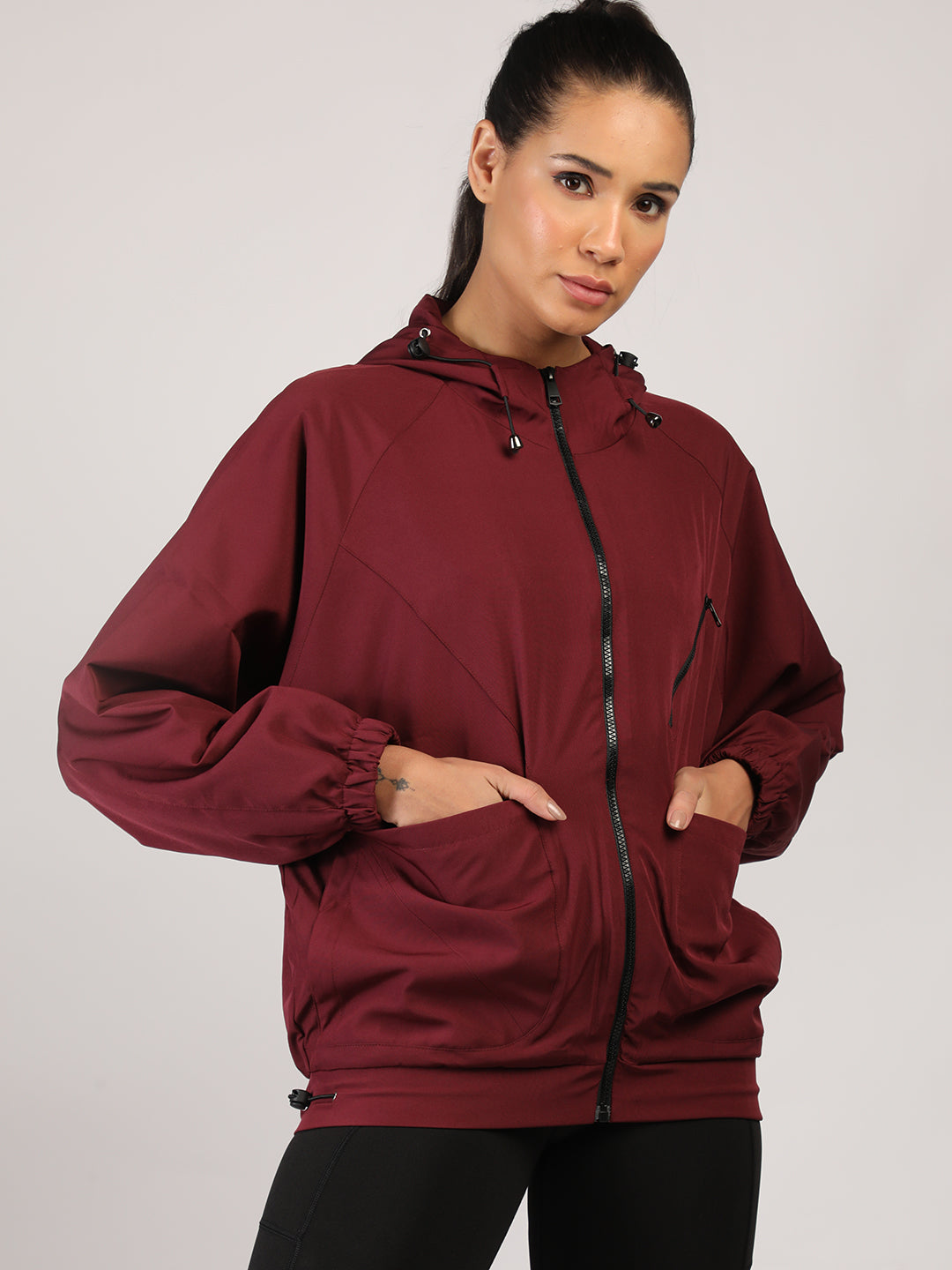 Women Winter Sports Oversized Windcheater Hooded Jacket