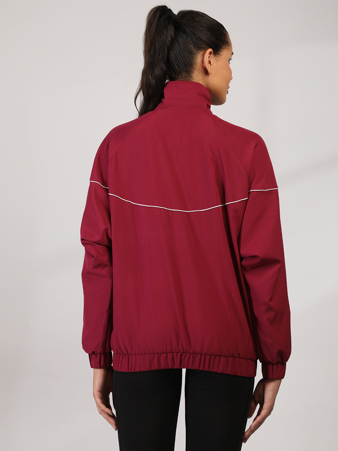 Women Winter Sports Oversized Windcheater Hooded Jacket Maroon
