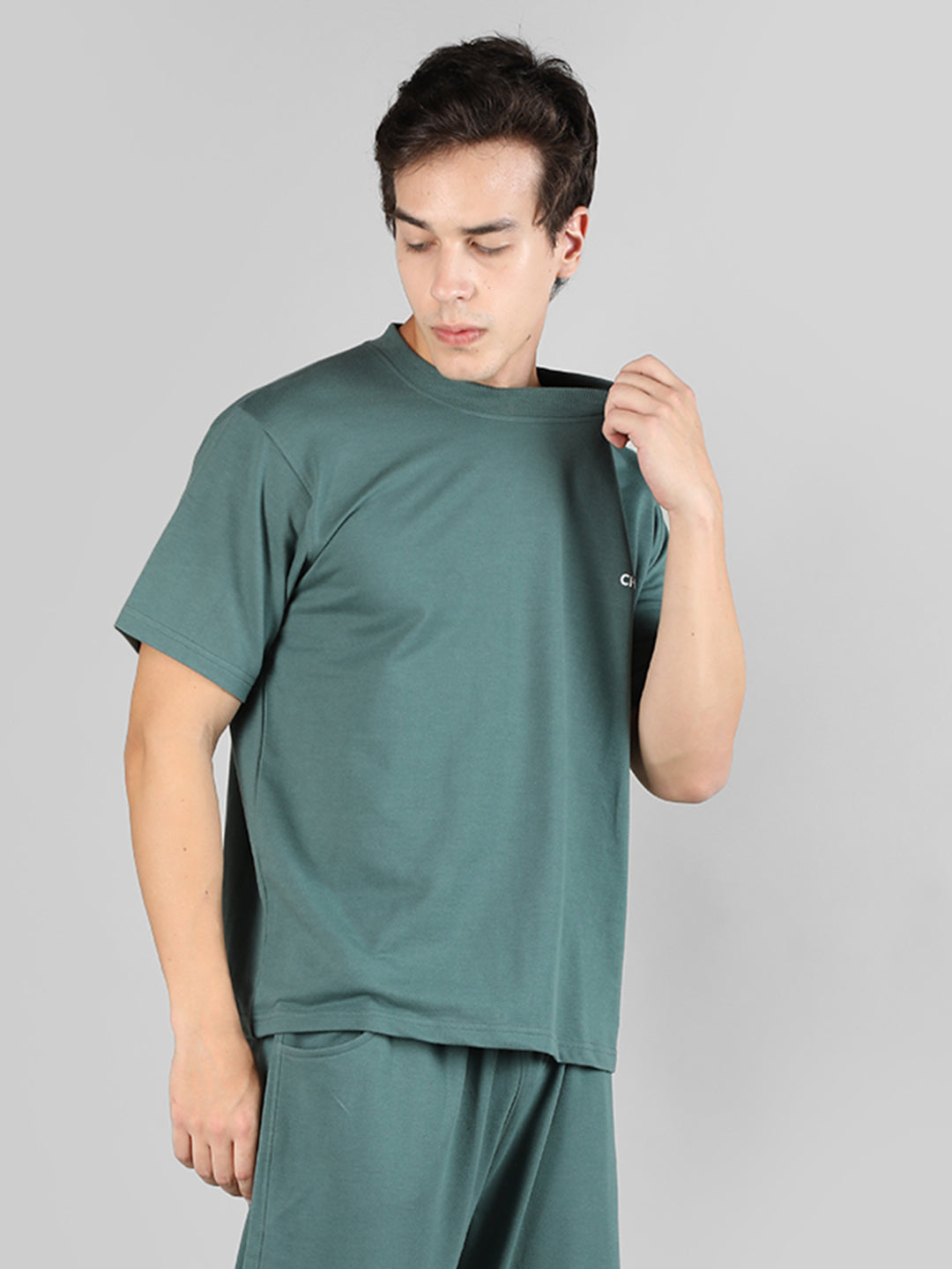 Men's Terry Cotton Loose Fit Half Sleeves T-Shirt