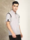 Men's Polo Neck Regular Fit Gym Sports Zipper T-Shirt