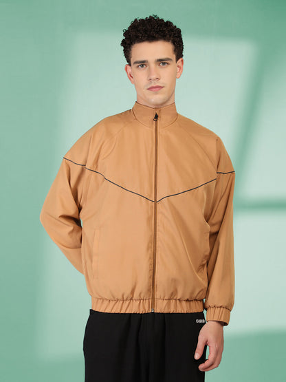 Men Winter Sports Regular Fit Windcheater Jacket Camel
