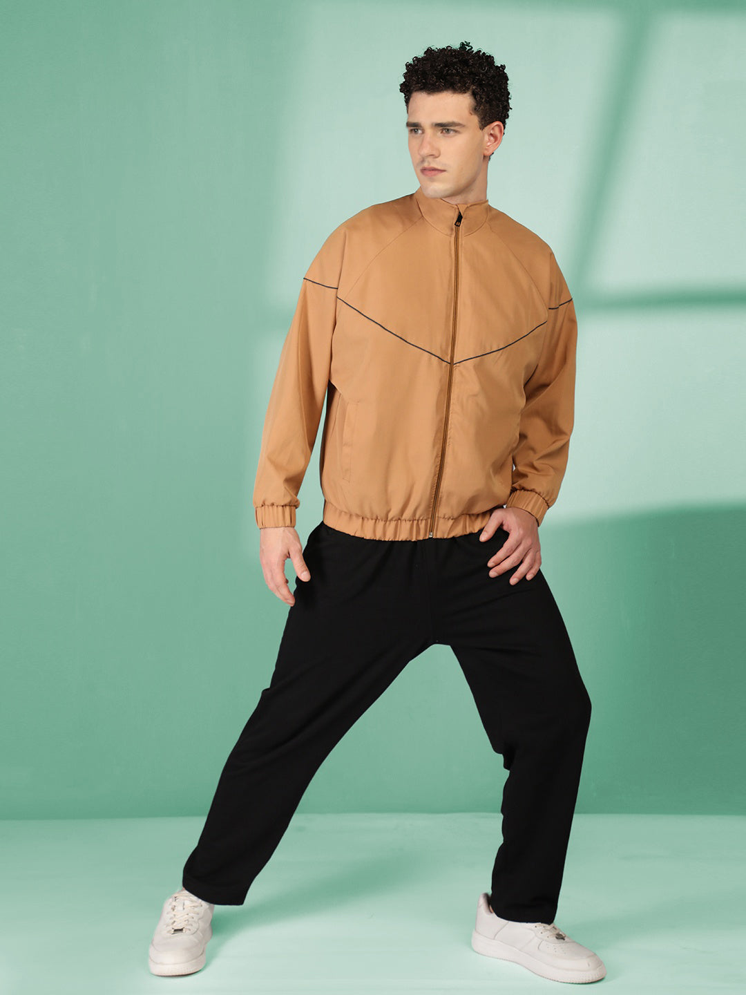 Buy Men Winter Sports Regular Fit Windcheater Jacket Camel Online
