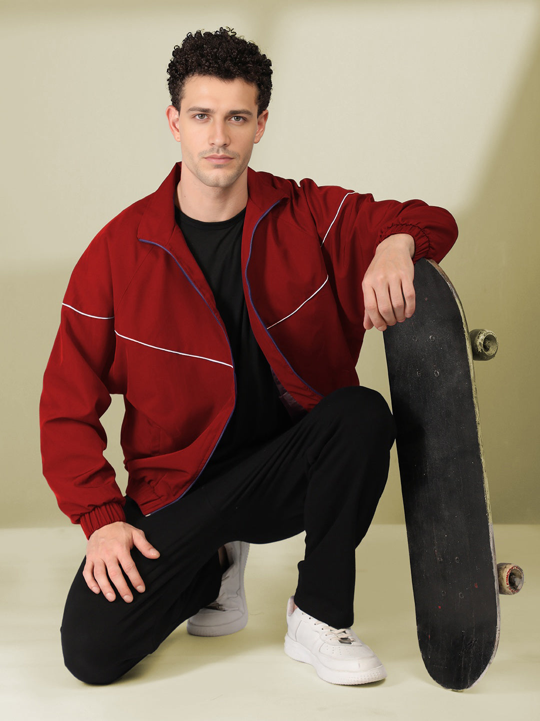 Men Winter Sports Regular Fit Windcheater Jacket Maroon