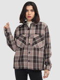 Women Winter Wear Check Shacket | CHKOKKO