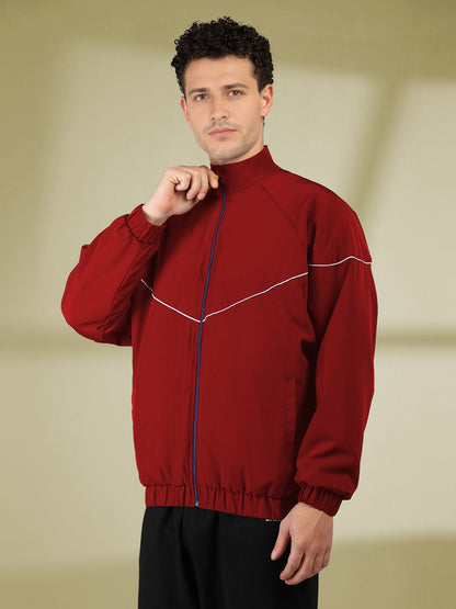 Men Winter Sports Regular Fit Windcheater Jacket Maroon