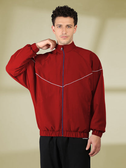 Men Winter Sports Regular Fit Windcheater Jacket Maroon
