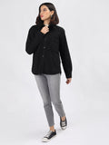 Women Winter Wear Solid Corduroy Casual Shacket