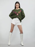 CHKOKKO Handmade Crochet Round Neck Fullsleeve Top For Women