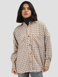 Women Winter Wear Check Shacket | CHKOKKO