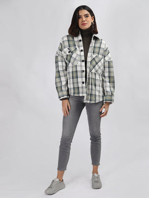 Women Winter Wear Check Shacket | CHKOKKO