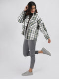 Women Winter Wear Check Shacket | CHKOKKO