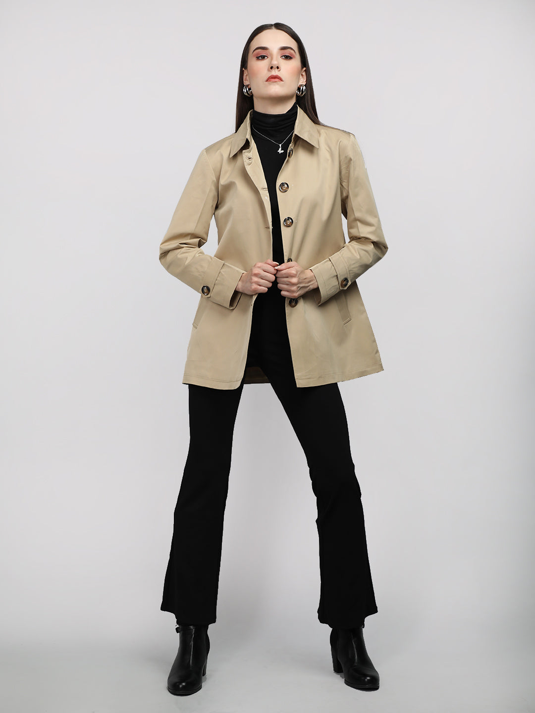 CHKOKKO Women Single Breasted Coat
