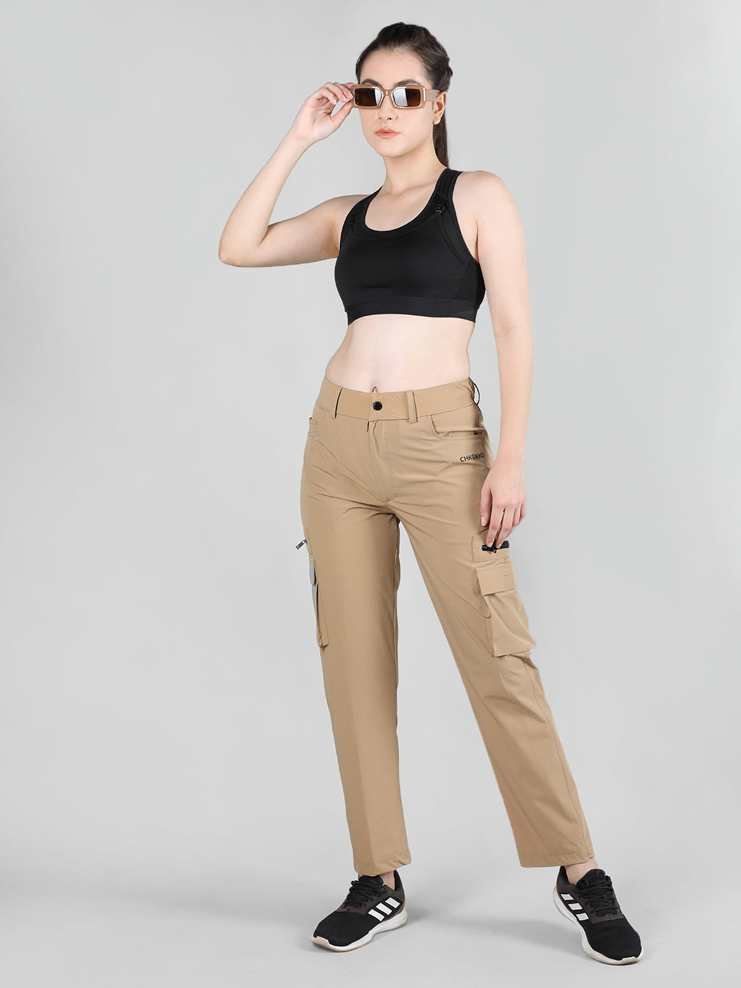 Women's Camel Everyday Active Trouser | CHKOKKO