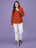 Women Winter Wear Solid Corduroy Casual Shacket