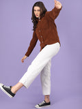 Women Winter Wear Solid Corduroy Casual Shacket