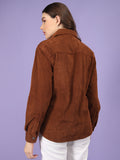 Women Winter Wear Solid Corduroy Casual Shacket