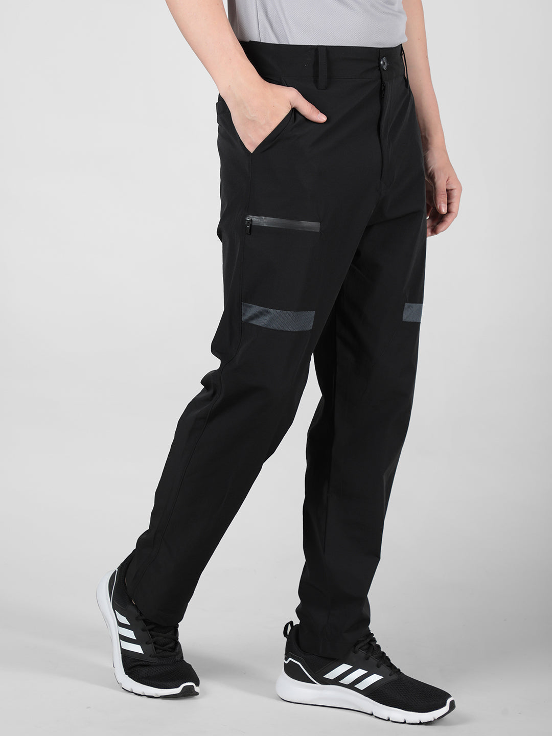 Men Black Grey Everyday Active Trouser