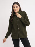 Women Winter Wear Solid Corduroy Casual Shacket