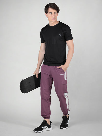Men Plum White Gym Training Sports Trackpant