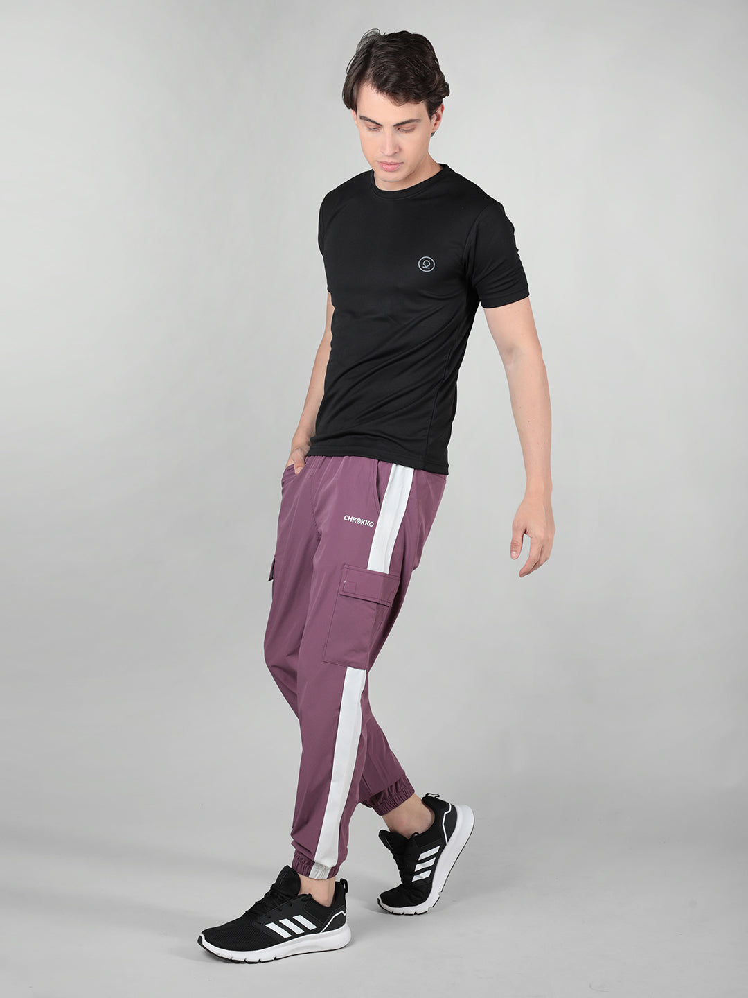 Men Plum White Gym Training Sports Trackpant