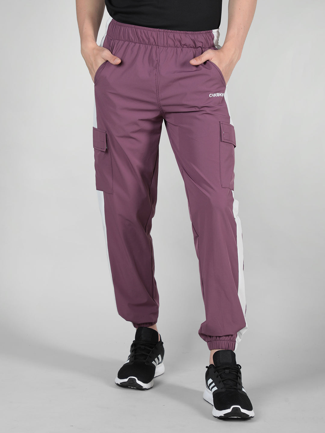 Men's Plum White Trackpant | CHKOKKO