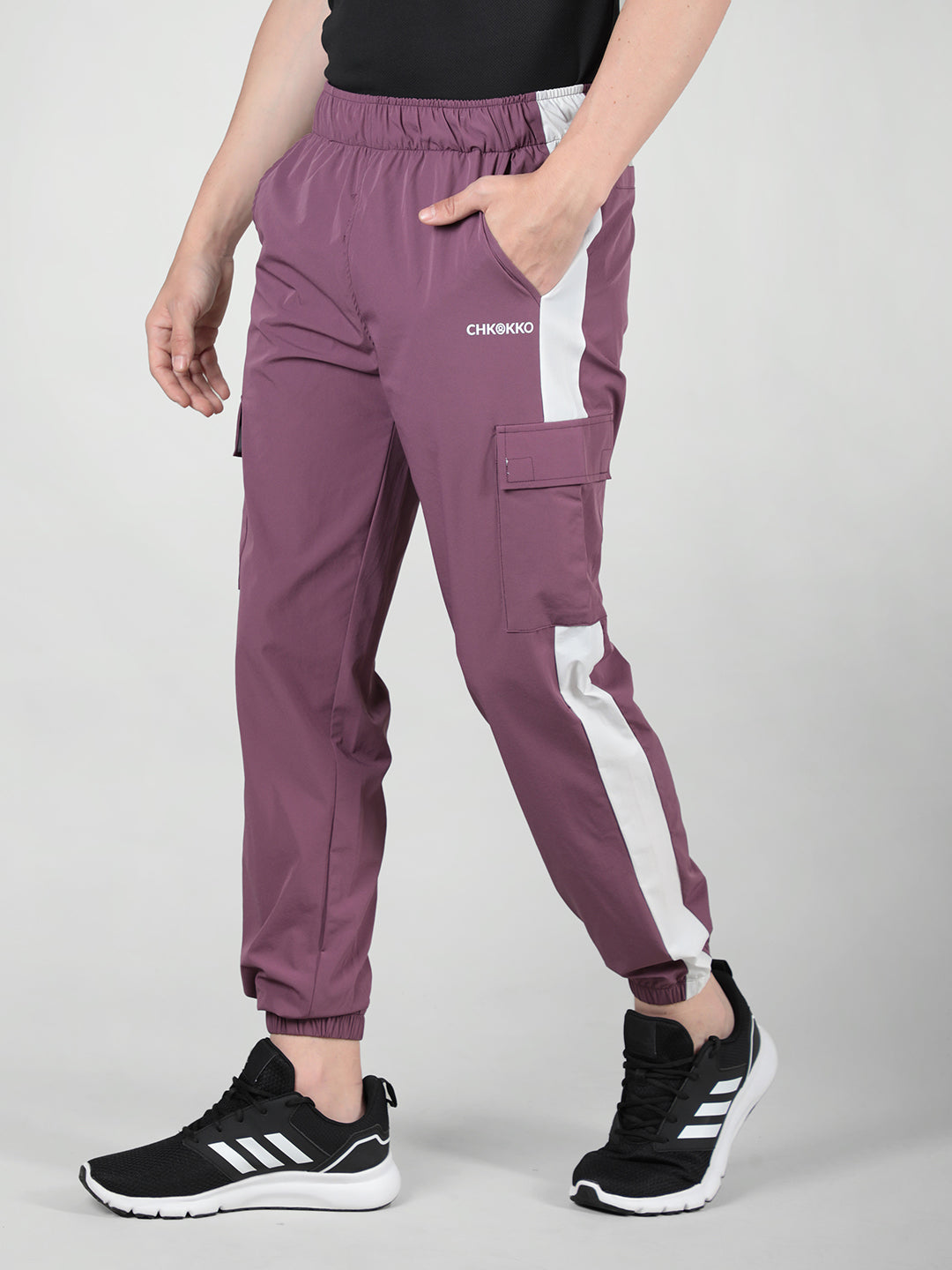 Men's Plum White Trackpant | CHKOKKO