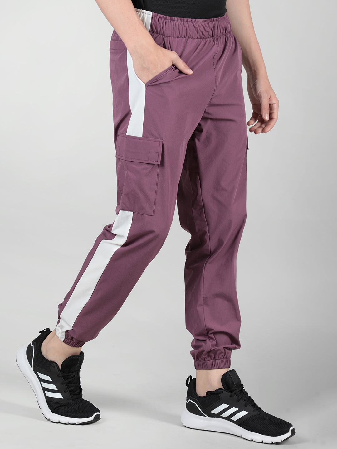 Men Plum White Gym Training Sports Trackpant