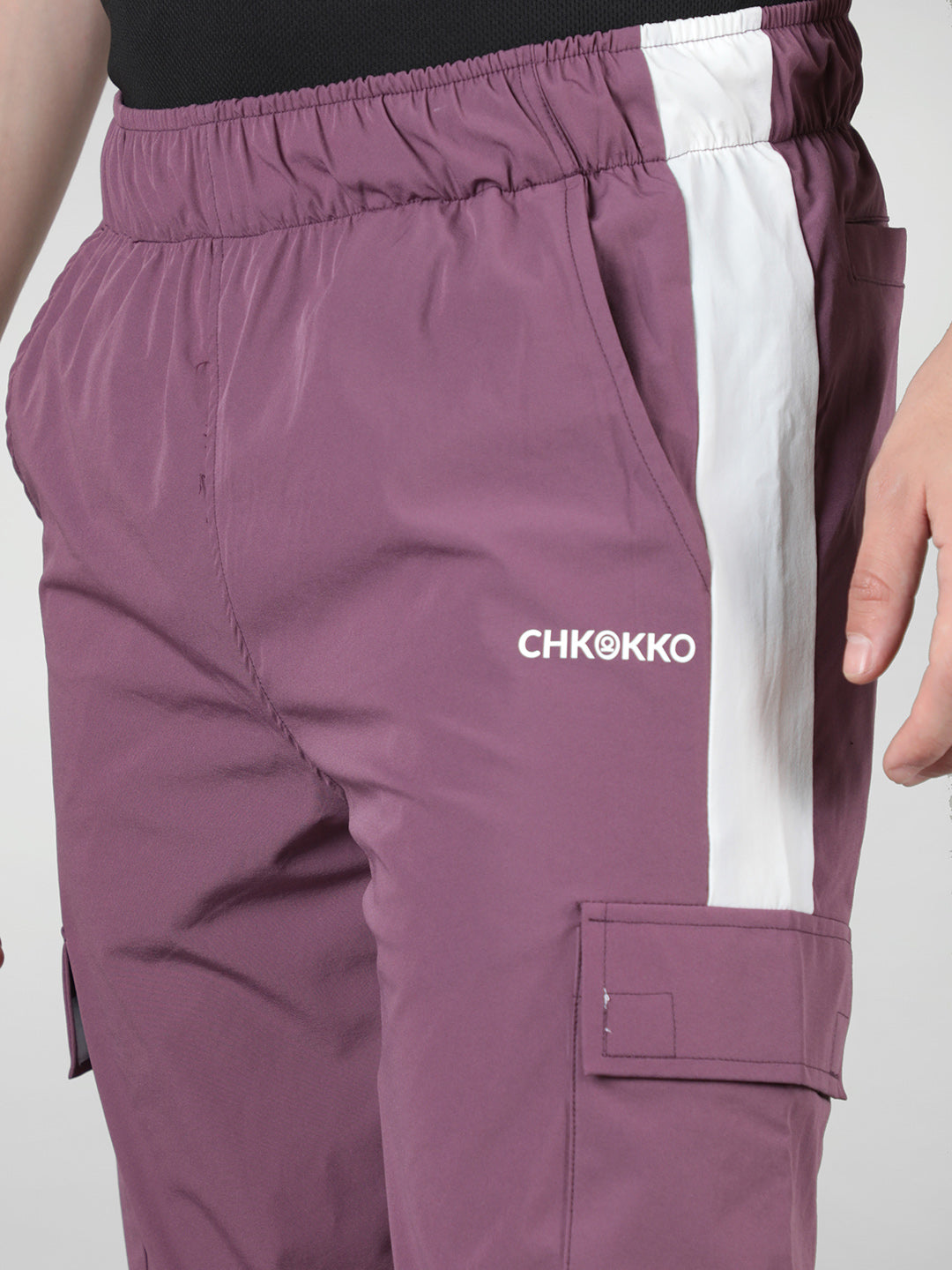 Men Plum White Gym Training Sports Trackpant